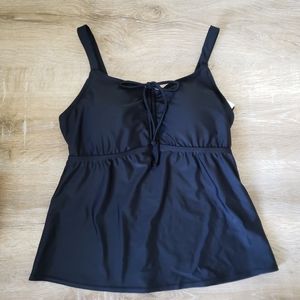 Ellos Black Ruched Tankini - NWOT